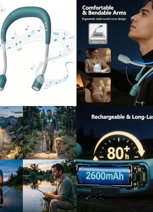 Rechargeable LED Neck Light with Bluetooth Speaker