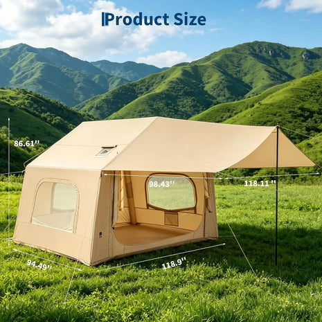 Premium 3-5 Person Inflatable Camping Tent with Skylight & Hand Pump