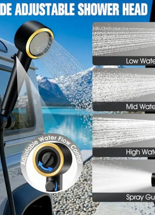 8000mAh Portable Camping Shower Kit with Foldable Bucket