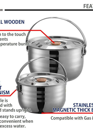 Stainless Steel Camping Cookware Set with Carry Bag