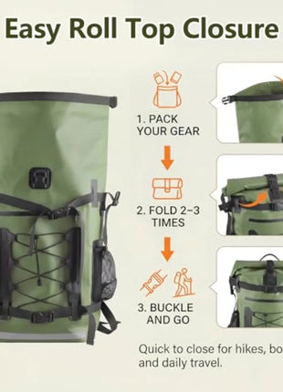 40L Waterproof Roll-Top Dry Bag Backpack for Camping, Kayaking & Hiking