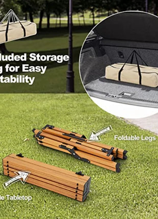 Portable Roll-Up Folding Camping Table with Carry Bag