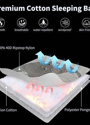 Ultralight Cotton Sleeping Bag – 3 Season Outdoor Camping