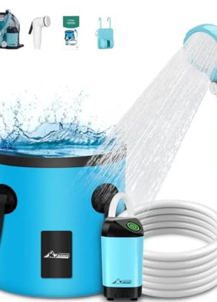 Portable Electric Camping Shower Pump with Collapsible Bucket