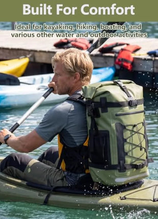 40L Waterproof Roll-Top Dry Bag Backpack for Camping, Kayaking & Hiking