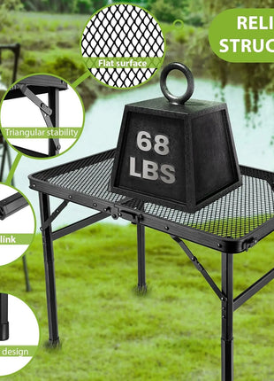 Portable Folding Grill Camping Table with Mesh Shelf