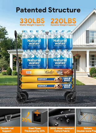 110L Foldable Wagon Cart – 220 lbs Heavy Duty Capacity