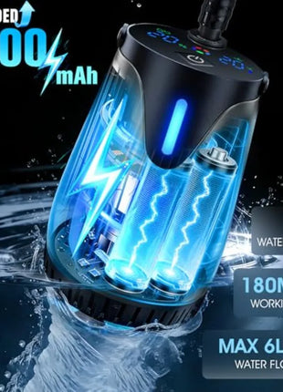 8000mAh Portable Camping Shower Kit with Foldable Bucket