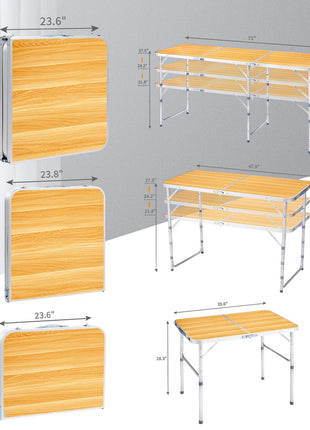 6 FT Portable Folding Table for Indoor & Outdoor Use