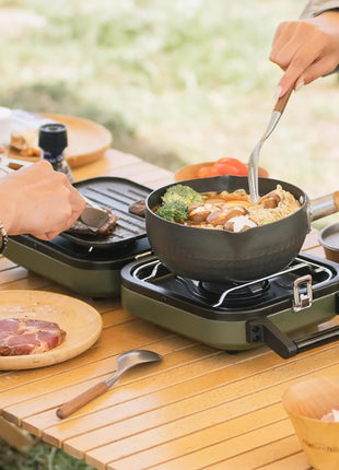 2 Burner Foldable Camping Stove with Griddle, 16000 BTU