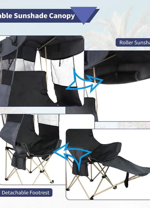 Portable Folding Camping Chair with Canopy Shade
