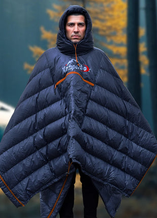 3-in-1 Down Sleeping Bag Poncho – Wearable, Warm & Ultralight Camping Blanket
