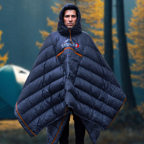 3-in-1 Down Sleeping Bag Poncho – Wearable, Warm & Ultralight Camping Blanket