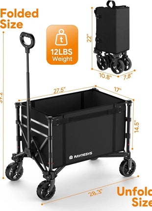 220 lbs Collapsible Wagon Cart with Wheels – Foldable & Portable