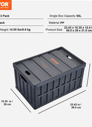 45L Foldable Storage Box with Lid & Handles