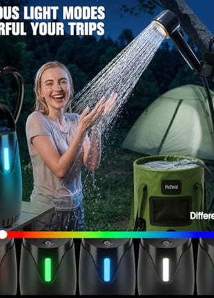 8000mAh Portable Camping Shower Kit with Foldable Bucket