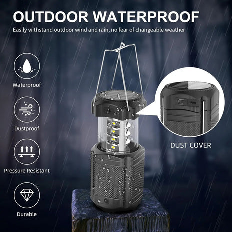 Solar Hand Crank Camping Lantern – 5000mAh USB Charger