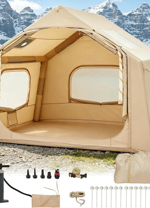 Premium Inflatable Camping Tent with Skylight, Stove Jack & Hand Pump