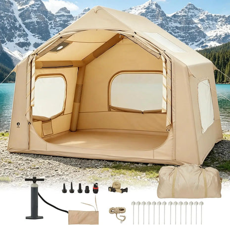 Premium Inflatable Camping Tent with Skylight, Stove Jack & Hand Pump