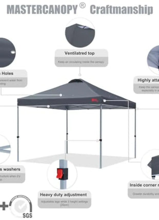 10x10 Pop-Up Canopy Tent with Sandbags & Wheeled Carry Bag
