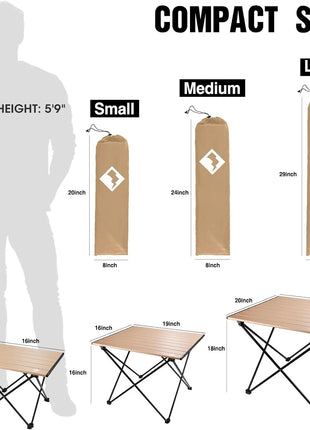 Ultralight Aluminum Folding Camping Table with Carry Bag
