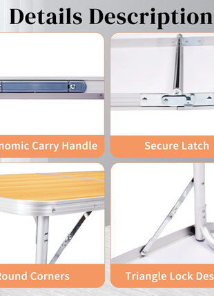6 FT Portable Folding Table for Indoor & Outdoor Use