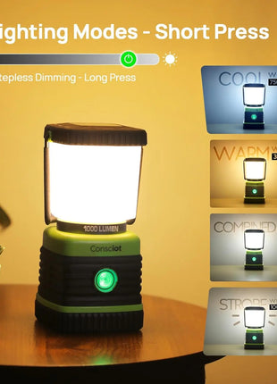1000LM Rechargeable Camping Lantern with Power Bank