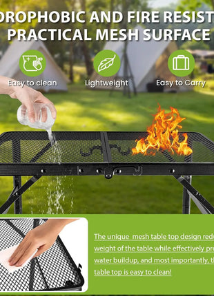 Portable Folding Grill Camping Table with Mesh Shelf