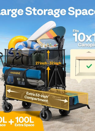 600 lbs Heavy Duty Double-Decker Camping Wagon Cart