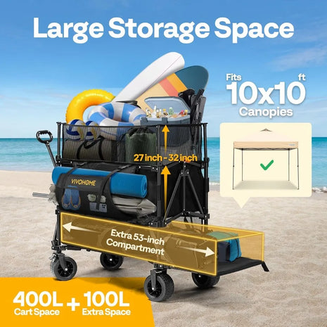 600 lbs Heavy Duty Double-Decker Camping Wagon Cart
