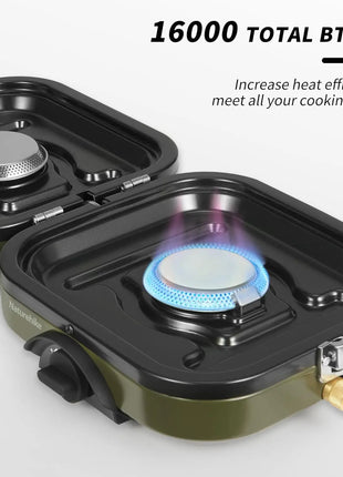 2 Burner Foldable Camping Stove with Griddle, 16000 BTU