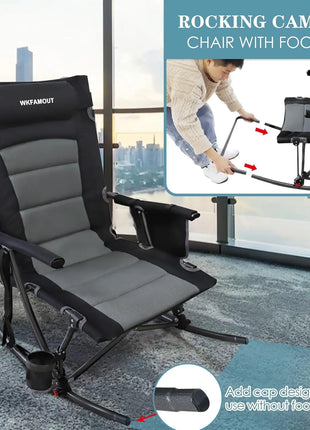 Oversized Rocking Camping Chair with Footrest
