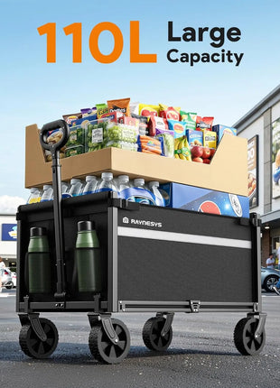 110L Foldable Wagon Cart – 220 lbs Heavy Duty Capacity
