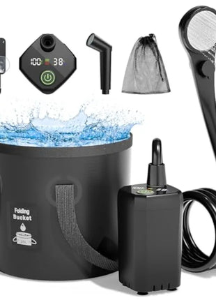 Portable Camping Shower with Foldable Bucket