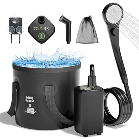 Portable Camping Shower with Foldable Bucket