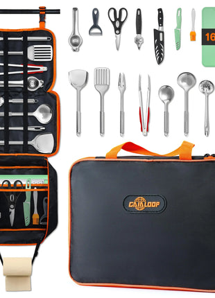 16PCS Camping Cooking Utensil Set with Carry Case
