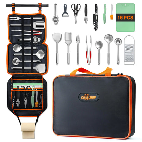 16PCS Camping Cooking Utensil Set with Carry Case
