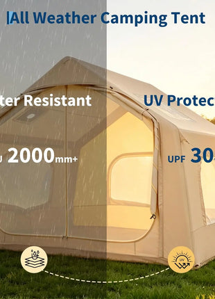 Premium Inflatable Camping Tent with Skylight, Stove Jack & Hand Pump