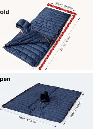 3-in-1 Down Sleeping Bag Poncho – Wearable, Warm & Ultralight Camping Blanket