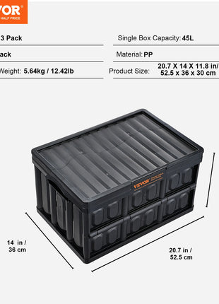 45L Foldable Storage Box with Lid & Handles
