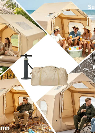Premium Inflatable Camping Tent with Skylight, Stove Jack & Hand Pump