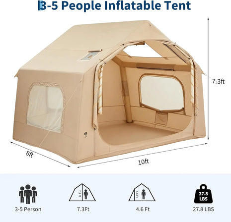 Premium Inflatable Camping Tent with Skylight, Stove Jack & Hand Pump