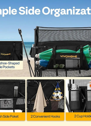 600 lbs Heavy Duty Double-Decker Camping Wagon Cart
