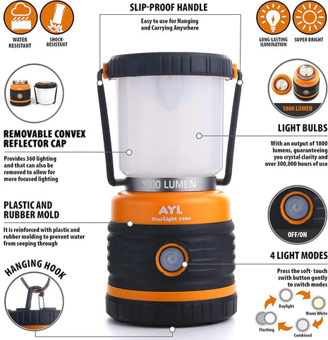 Waterproof LED Camping Lantern 1800LM