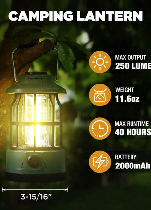 Vintage LED Camping Lantern – USB-C Rechargeable