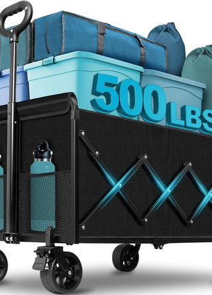 500 lbs Heavy Duty Foldable Wagon Cart with Wheels