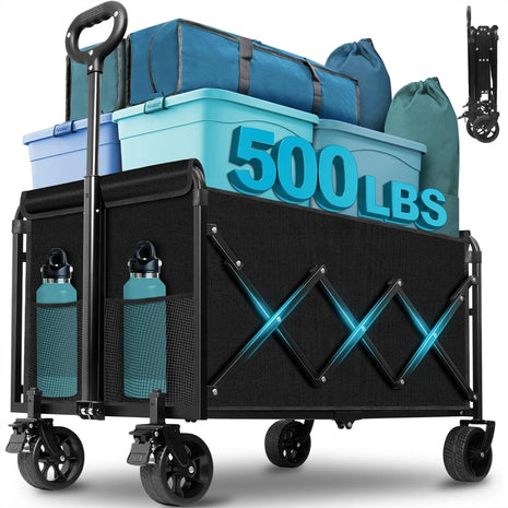 500 lbs Heavy Duty Foldable Wagon Cart with Wheels