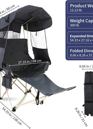 Portable Folding Camping Chair with Canopy Shade