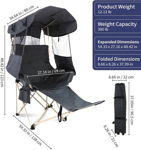 Portable Folding Camping Chair with Canopy Shade