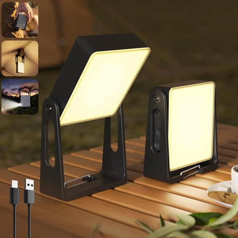 2-Pack LED Camping Lantern with 360° Stand & Flashlight
